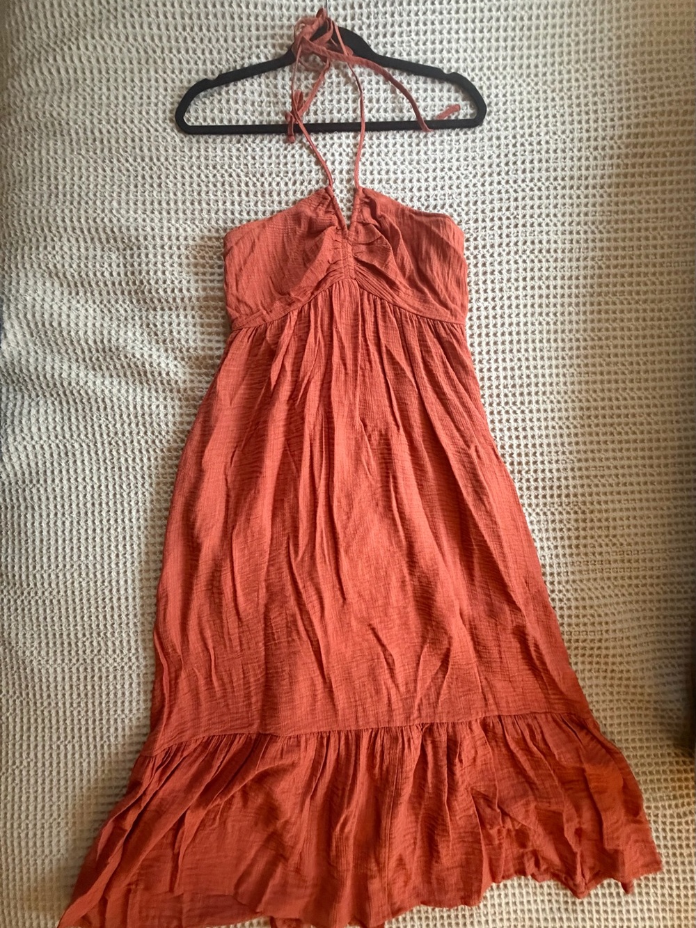 Rust Orange Halter Maxi Dress